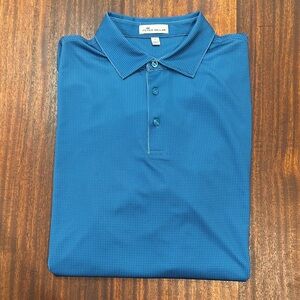 Peter Millar Golf Polo Men’s Large Blue Polka Dots Lightweight Performance